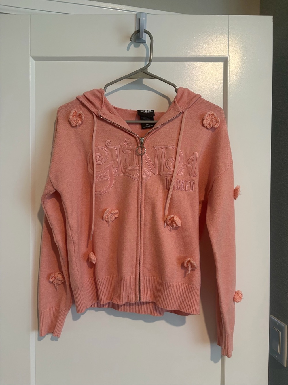 Wicked Glinda Floral Knit Zippered Women's Hoodie